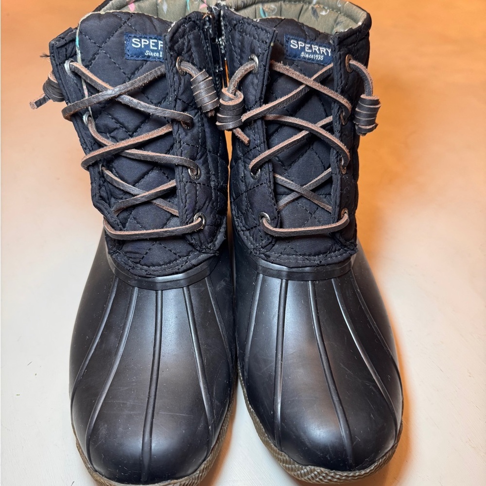 Sperry Black Lace Up Boots